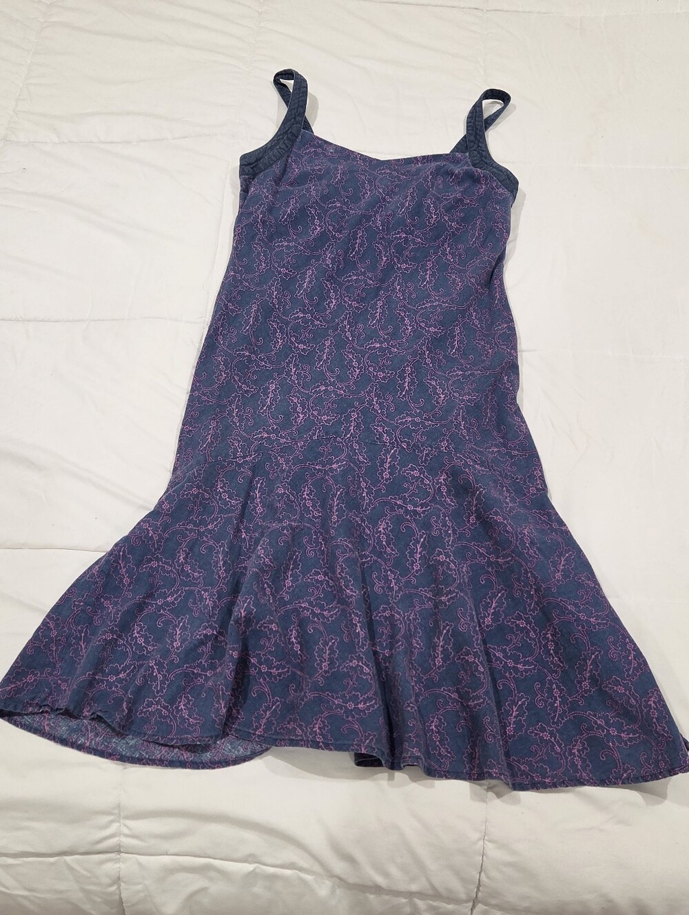 Patagonia Blue Pink Paisley Hemp Organic Cotton Fit & Flare Sundress Size 10